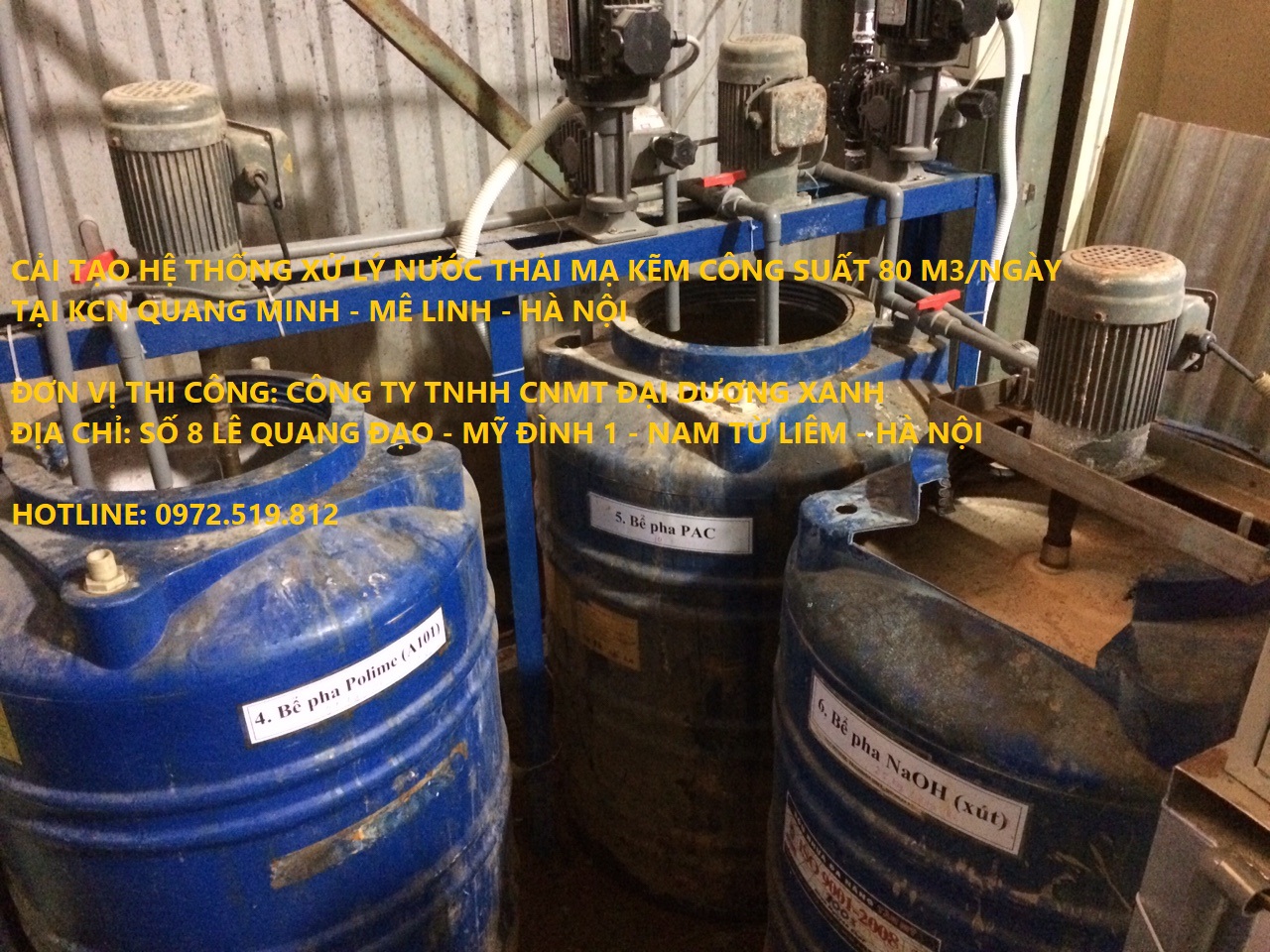 Cải tạo hệ thống xử lý nước thải mạ kẽm - bể pha khuấy bơm hóa chất